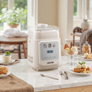 Vertikālā automātiskā saldējuma mašīna ar iebūvētu kompresoru, 1 l gelato un saldēta jogurta aparāts bez iepriekšējas sasaldēšanas, elektriskā sorberta mašīna ar 4 režīmiem, mājai