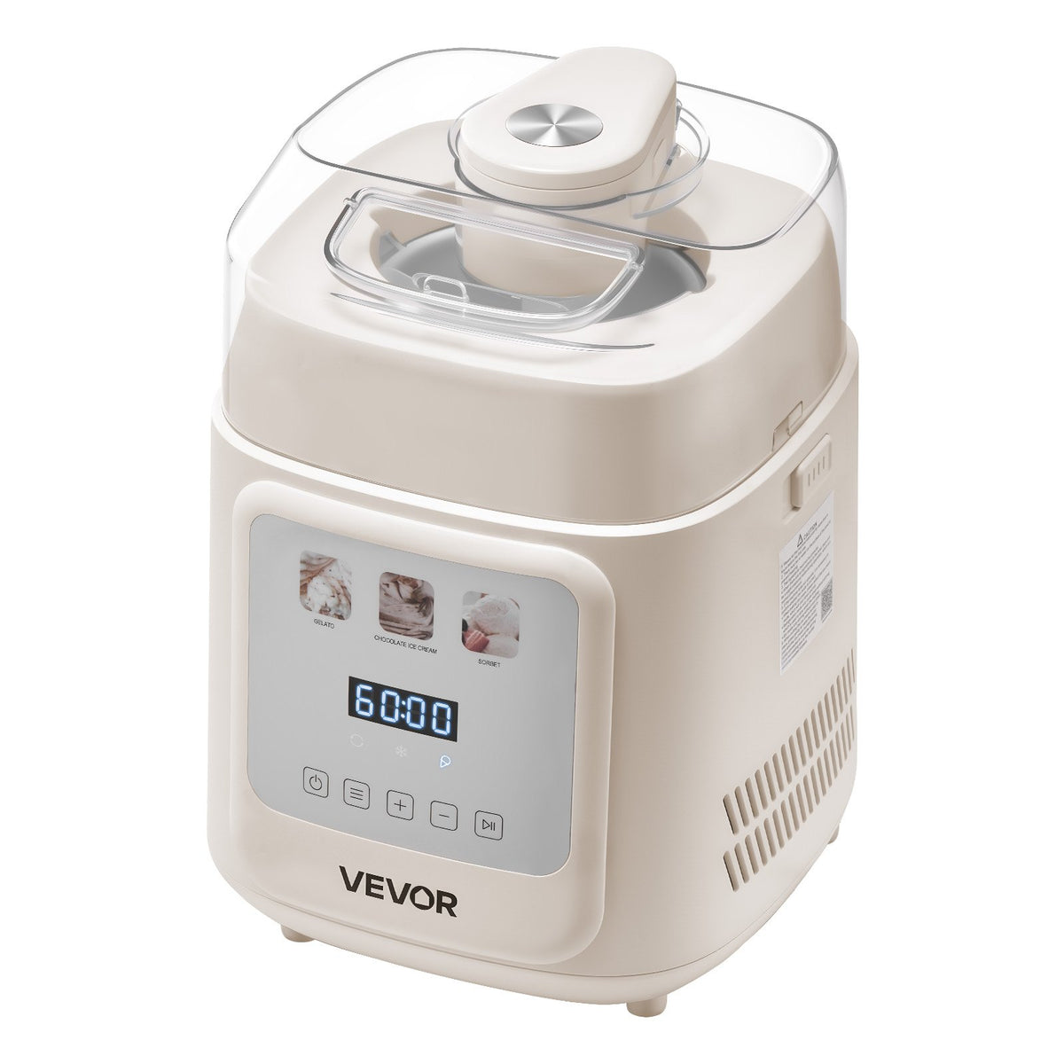 VEVOR Automatic Ice Cream Machine 1 L with Compressor, Vertical, 4 Modes, for Gelato and Sorbet, Home Use