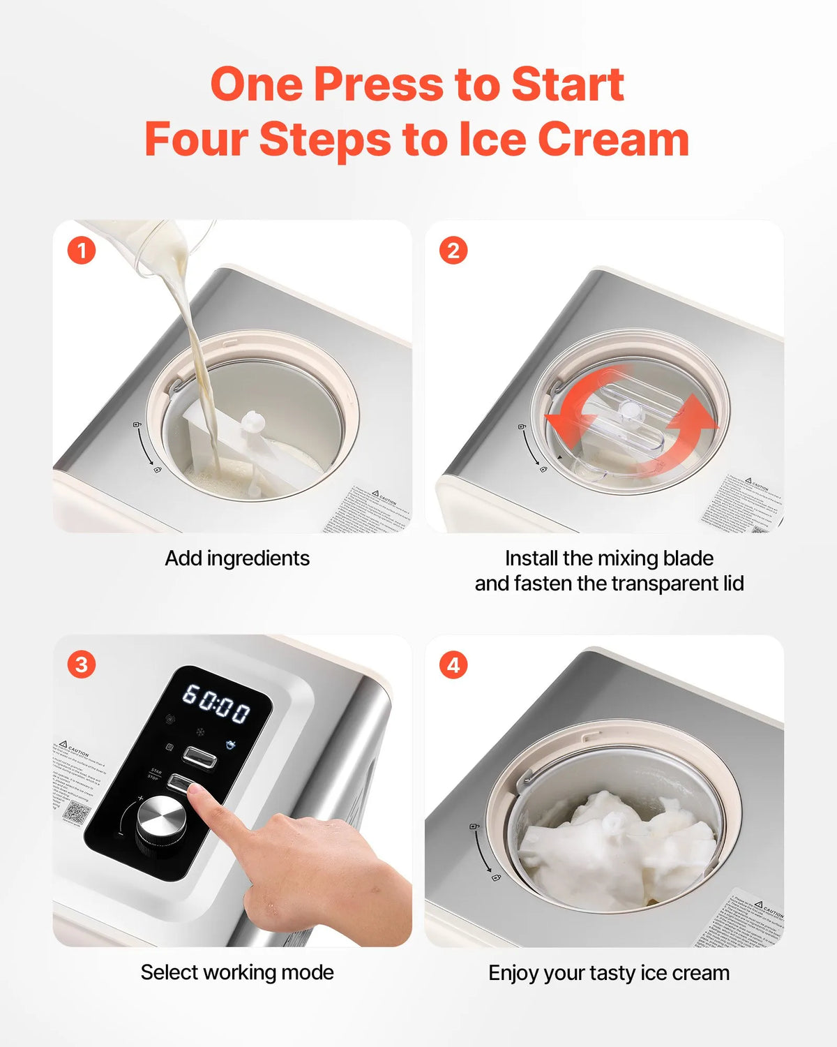 VEVOR Automatic Ice Cream Machine 2 l with Compressor, 3 Modes, for Ice Cream and Sorbet, Home