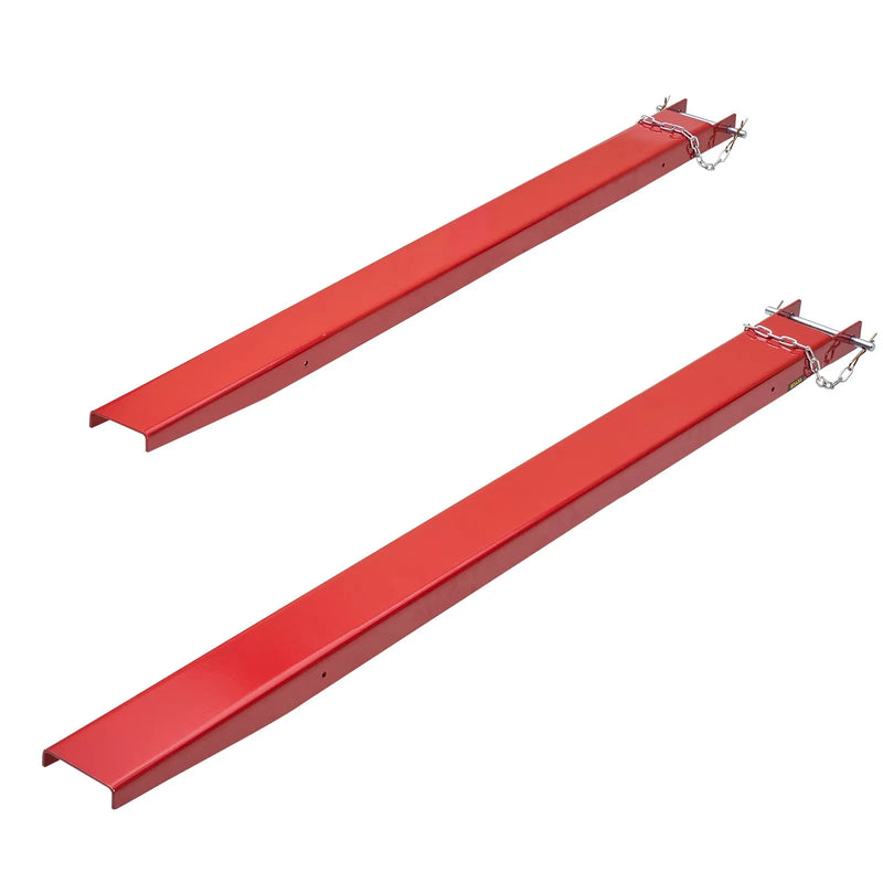 VEVOR palešu dakšu pagarinājumi 2080 mm garums, 114 mm platums, smagās tehnikas oglekļa tērauda dakšu pagarinājumi iekrāvējiem ar fiksācijas tapām, dakšu uzgaļi iekrāvējam, sarkani