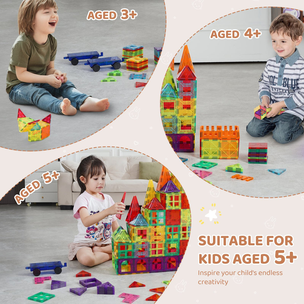 VEVOR magnetplaadid 180 tk, 3D-ehitusklotsid lastele