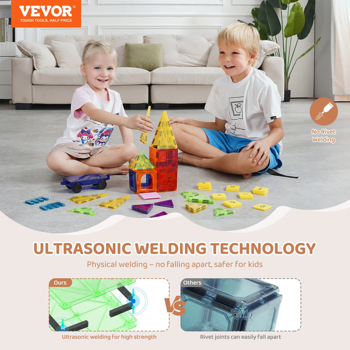 VEVOR magnetplaadid 55 tk, konstruktor lastele