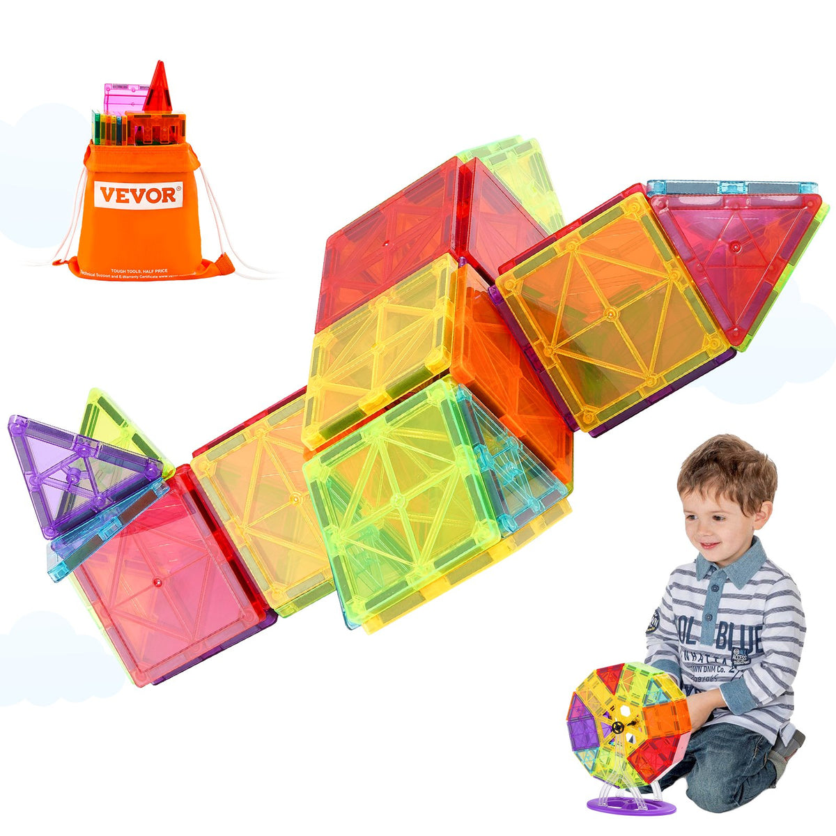 VEVOR magnetplaadid 121 tk, 3D-ehitusklotsid lastele