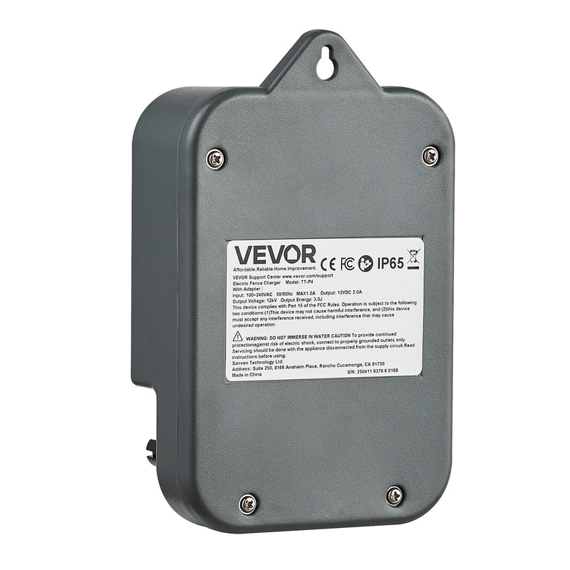 VEVOR elektriskā žoga impulsa ģenerators, 10 kV, 3 J, maiņstrāvas un līdzstrāvas barošana, LED indikators, darbības attālums 3 km, aizsardzībai pret savvaļas dzīvniekiem