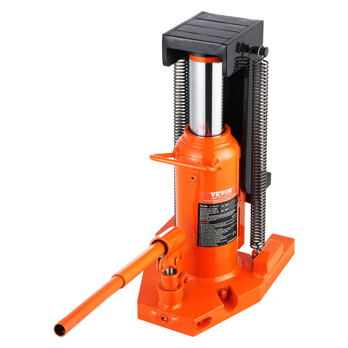VEVOR Hydraulic Foot Jack 10 t (foot) / 20 t (top), pneumatic, 30–190 mm / 320–480 mm, for machinery and industry
