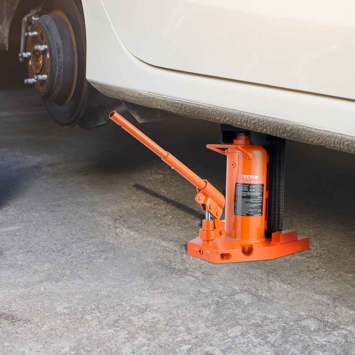 VEVOR Hydraulic Foot Jack 10 t (foot) / 20 t (top), pneumatic, 30–190 mm / 320–480 mm, for machinery and industry
