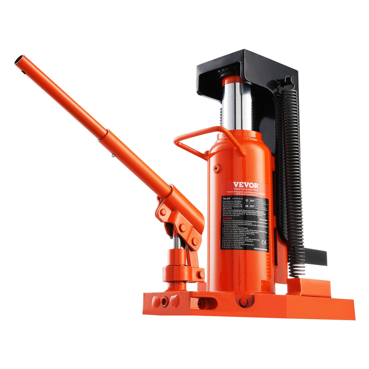 VEVOR Hydraulic Foot Jack 10 t (foot) / 20 t (top), pneumatic, 30–190 mm / 320–480 mm, for machinery and industry