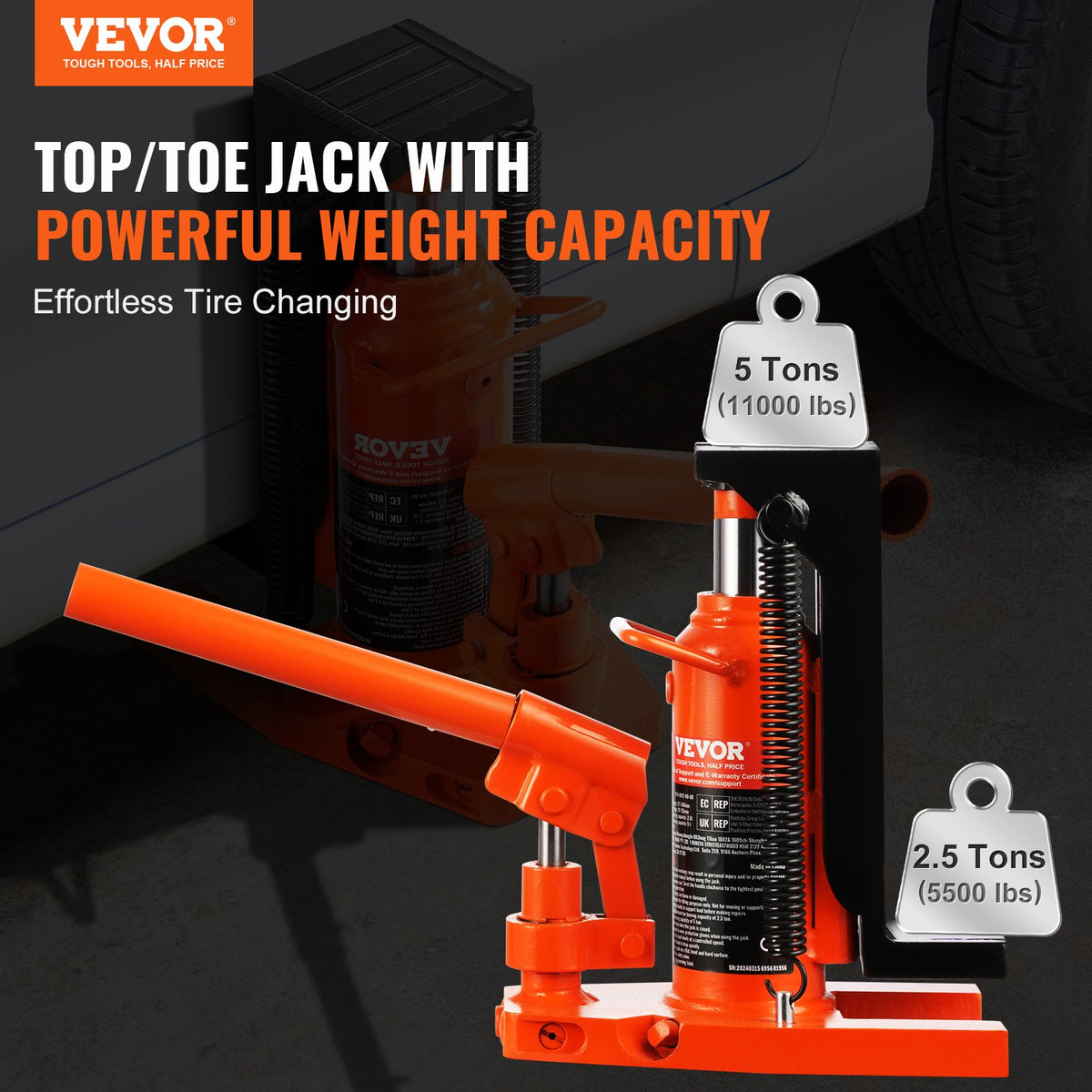 VEVOR Hydraulic Finger Jack – 2.5 Tonne Finger Lifting Capacity, 5 Tonne Maximum Lifting Capacity