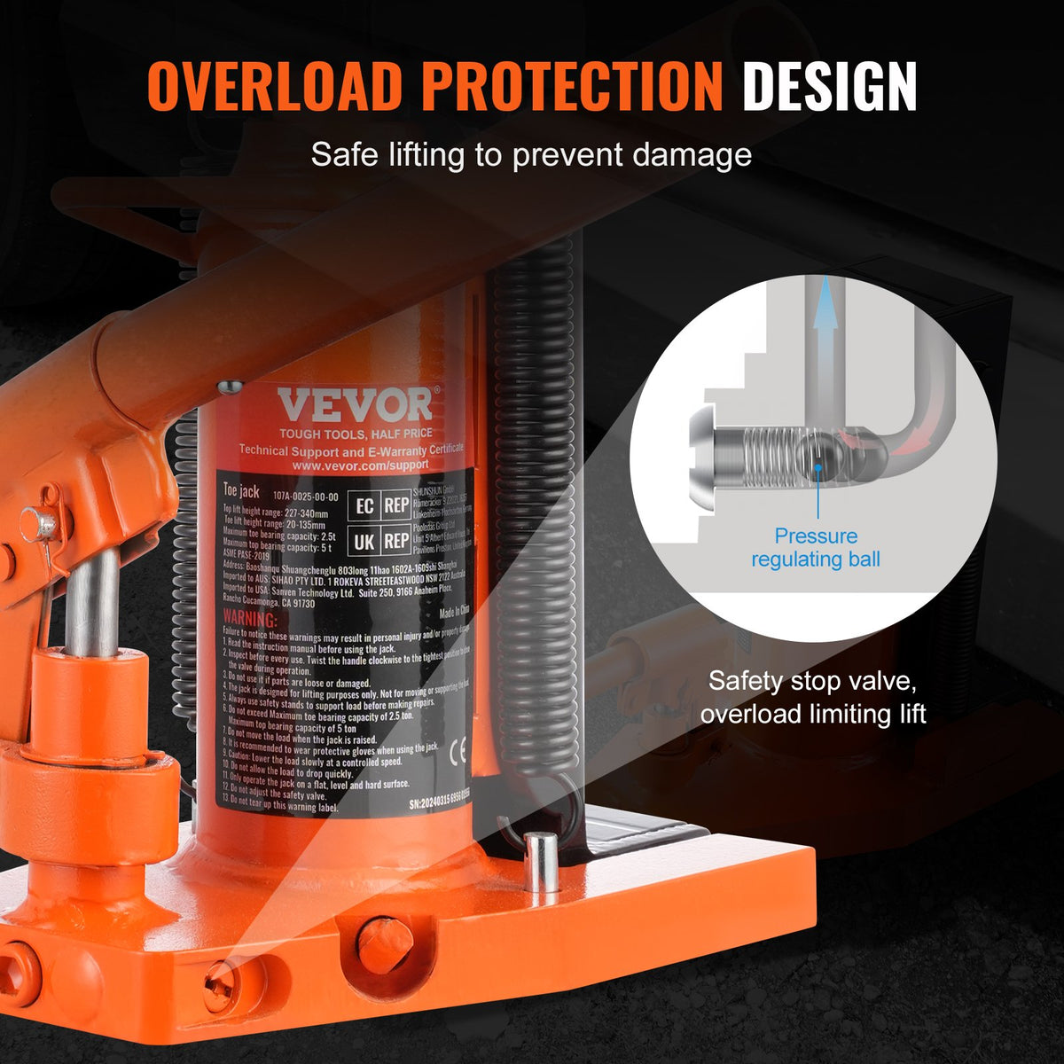 VEVOR Hydraulic Finger Jack – 2.5 Tonne Finger Lifting Capacity, 5 Tonne Maximum Lifting Capacity