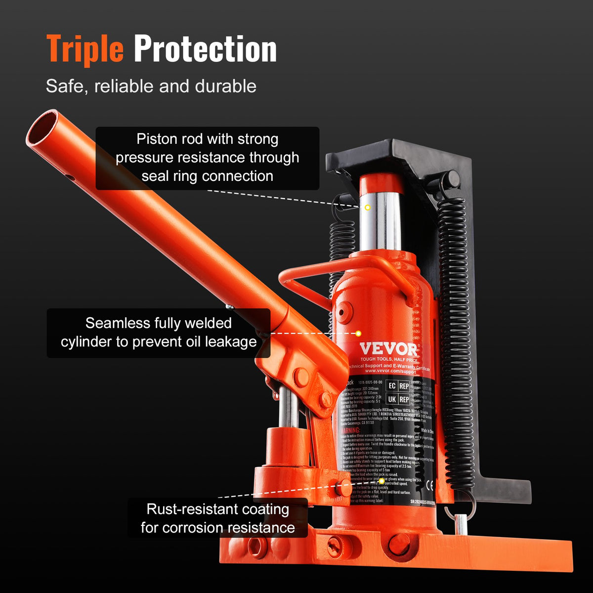 VEVOR Hydraulic Finger Jack – 2.5 Tonne Finger Lifting Capacity, 5 Tonne Maximum Lifting Capacity