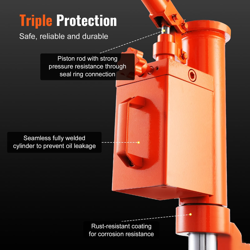 Hidrauliskais domkrats ar kājas pacēlāju, 5 t kājai / 10 t augšējai daļai, 360° rotējošs