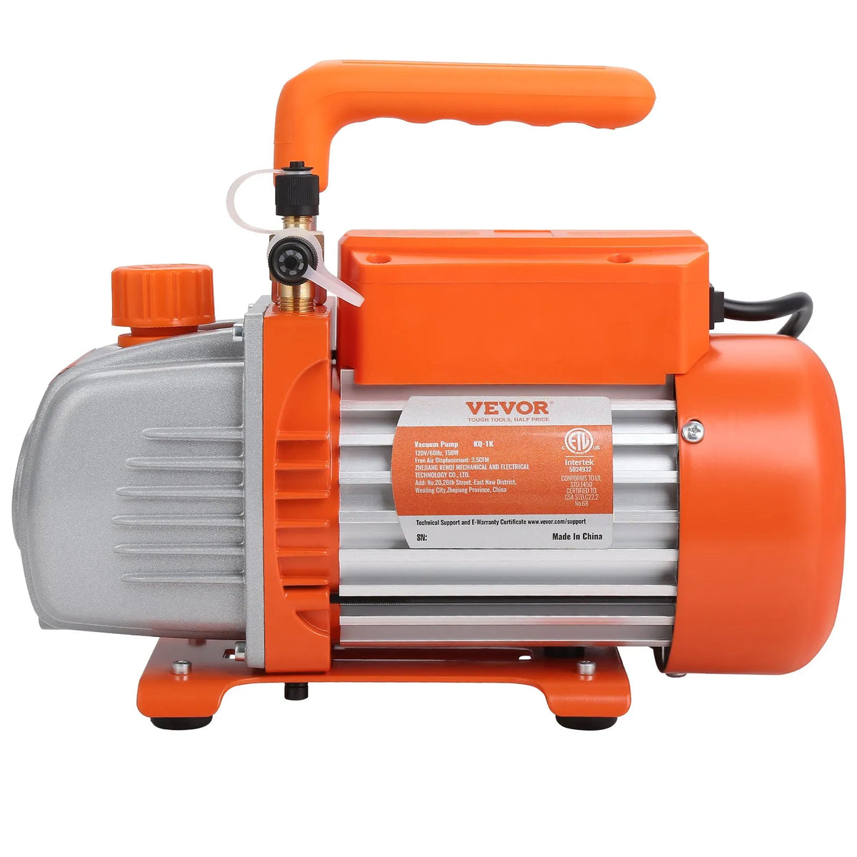 VEVOR AC Vacuum Pump and Gauge Set, 99 l/min Single-Stage Rotary Vane HVAC Vacuum Pump with Gauge Manifold, Three-Colour Hoses and Carrying Bag, Suitable for R134a and R1234yf Systems