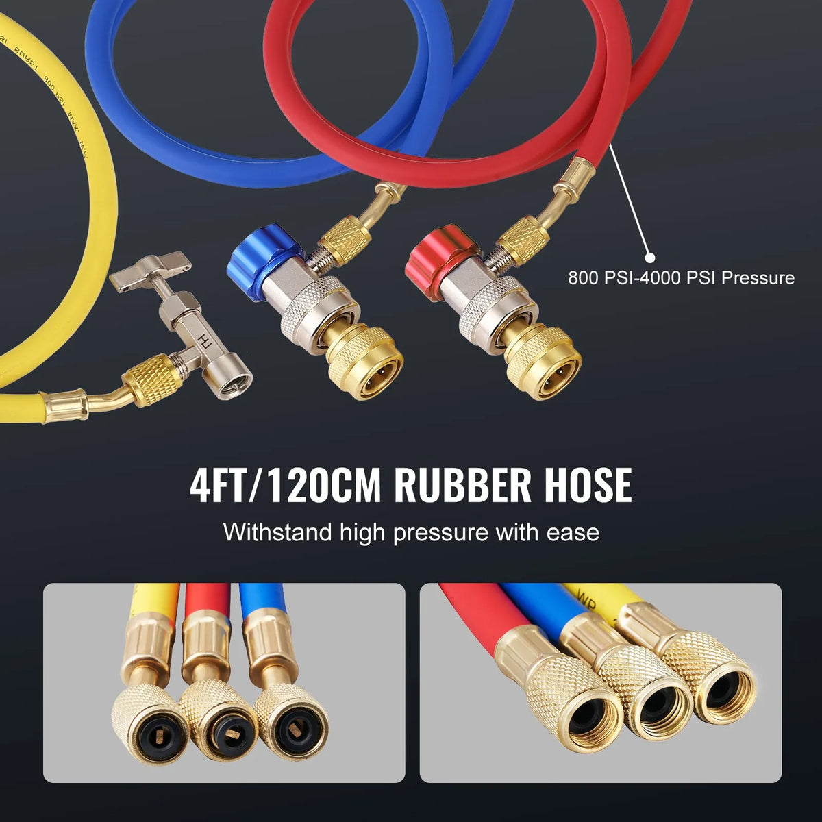VEVOR AC Vacuum Pump and Gauge Set, 99 l/min Single-Stage Rotary Vane HVAC Vacuum Pump with Gauge Manifold, Three-Colour Hoses and Carrying Bag, Suitable for R134a and R1234yf Systems