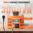 VEVOR Automātiskais Regulējamais Sprieguma Transformators 3000VA, 10 A, 230 V Ieeja 0–300 V Izeja, AC Sprieguma Regulators ar LCD Displeju, 4 Papildu Drošinātājiem, Termo Kontroles Slēdzi, CE Sertificēts - ZEMLETES.LV