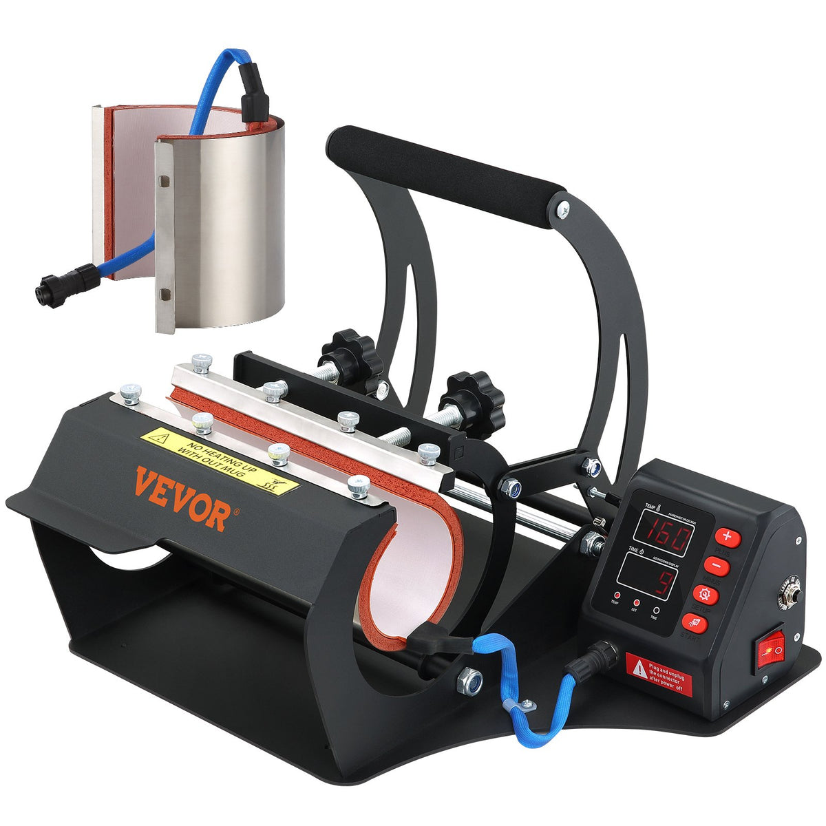 VEVOR Mug Heat Press 330 and 590 ml, Dual Plate, with LCD and Removable Mats