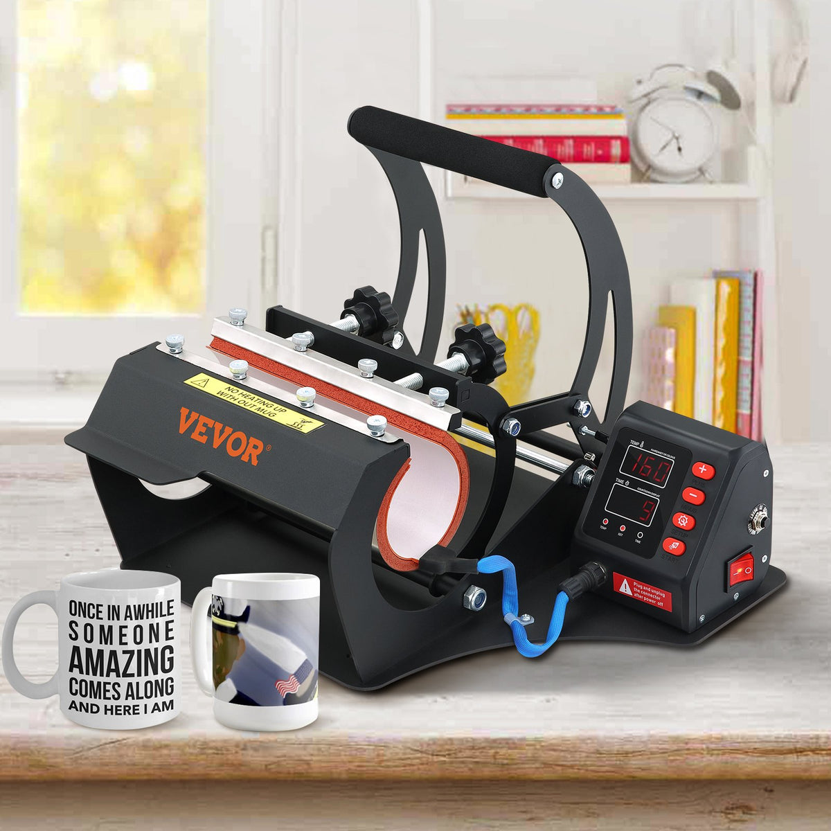 VEVOR Mug Heat Press 330 and 590 ml, Dual Plate, with LCD and Removable Mats