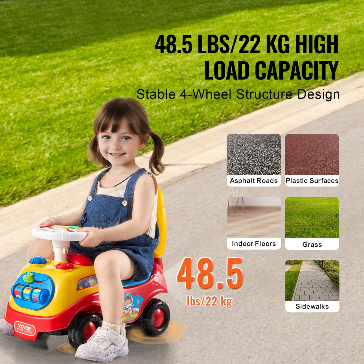 VEVOR Push Ride-On Car for Children 1-3 Years, Boys and Girls