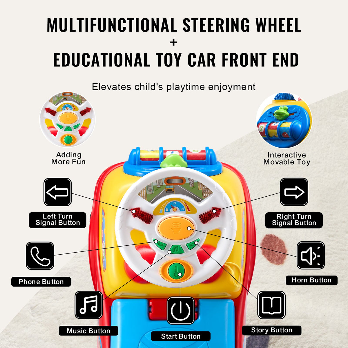 VEVOR Push Ride-On Car for Children 1-3 Years, Boys and Girls