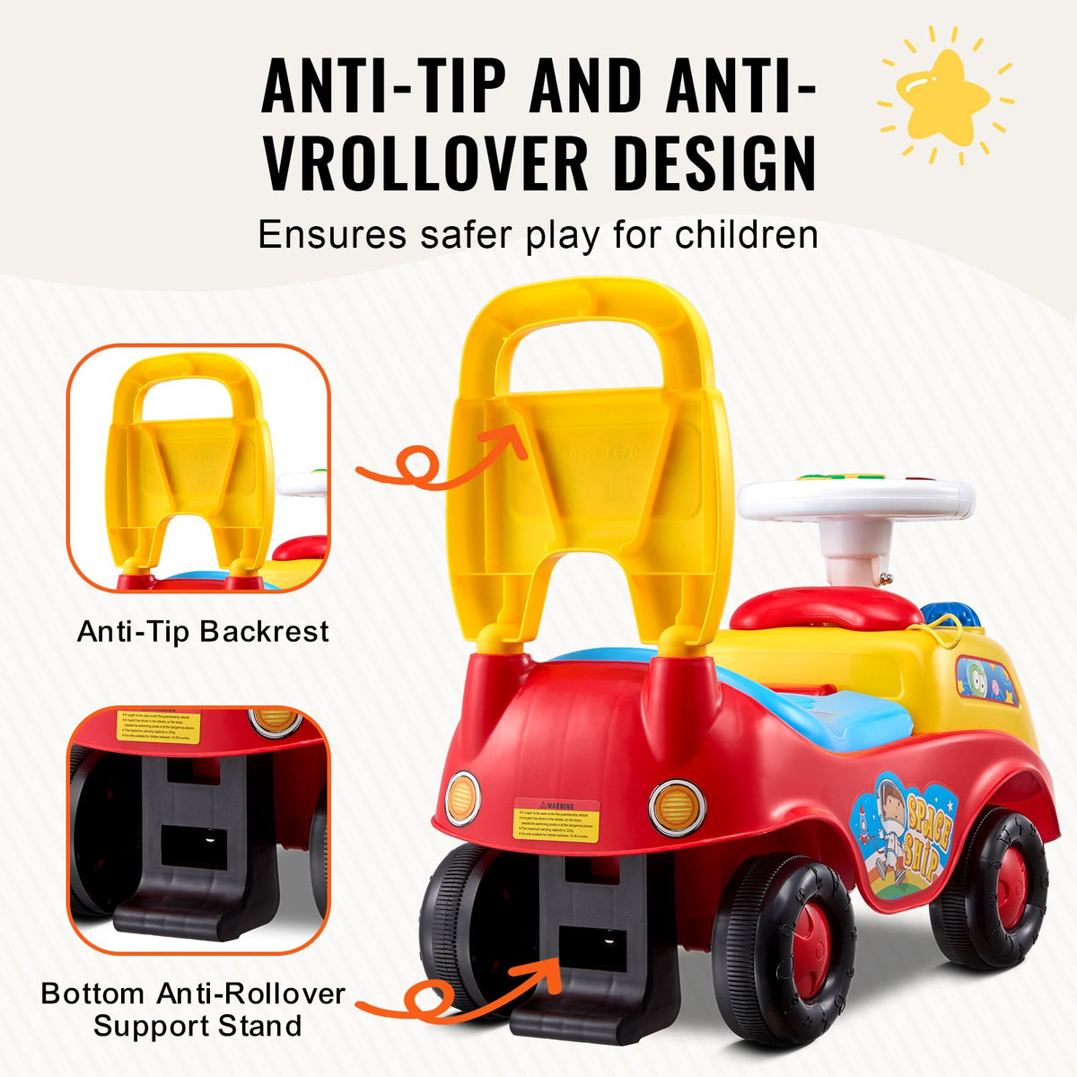VEVOR Push Ride-On Car for Children 1-3 Years, Boys and Girls