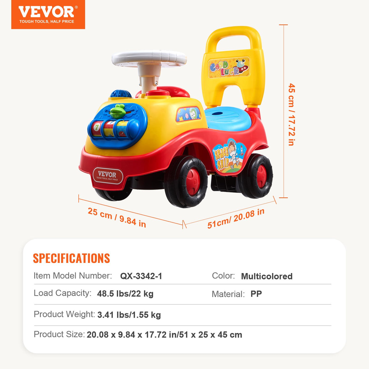 VEVOR Push Ride-On Car for Children 1-3 Years, Boys and Girls