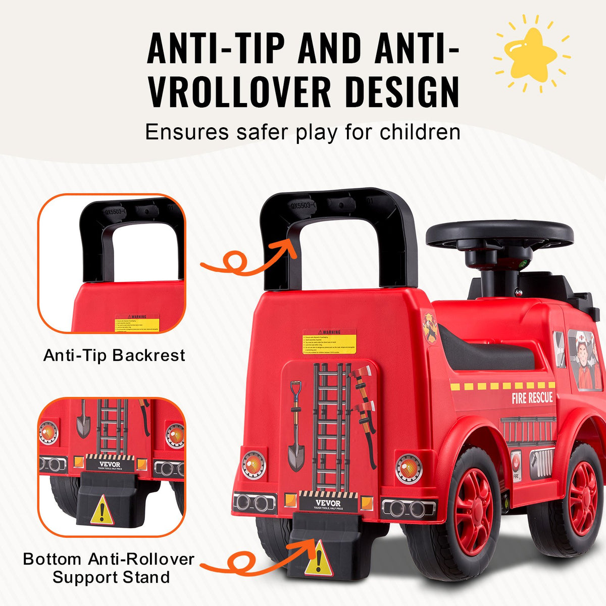 VEVOR Push Ride-On Car for Children 1-3 Years, Red