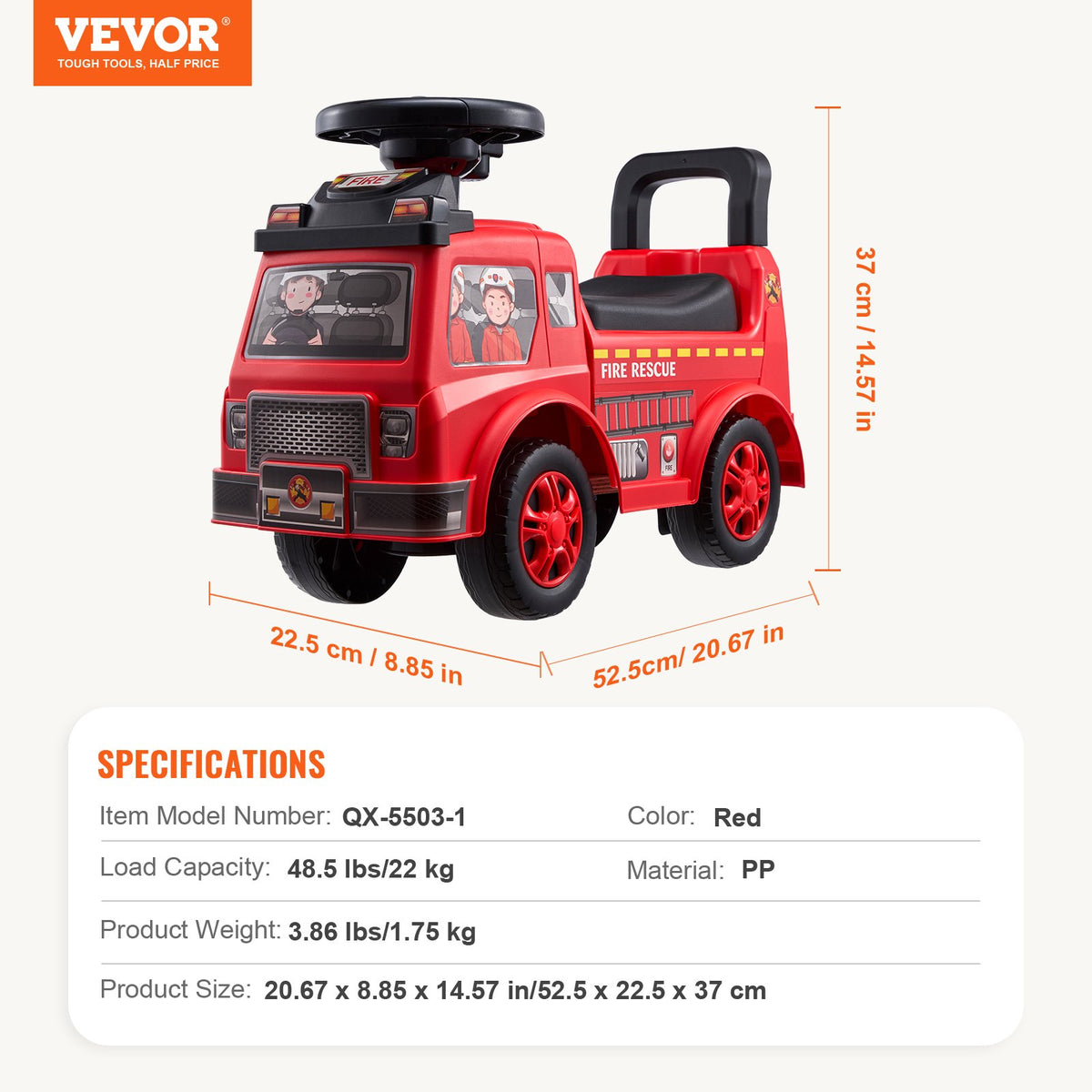 VEVOR Push Ride-On Car for Children 1-3 Years, Red