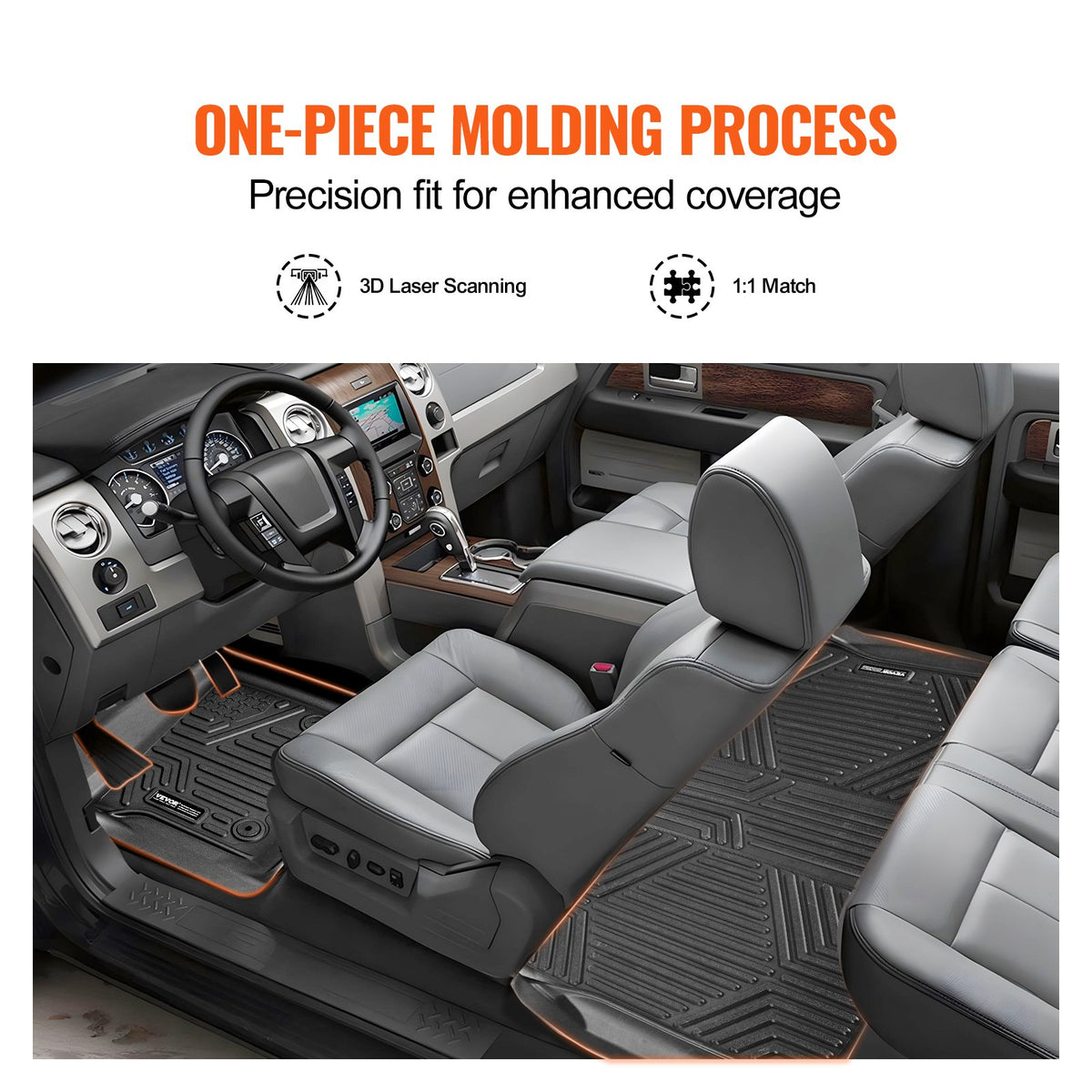 VEVOR automašīnas grīdas paklāji Ford F-150 / F-150 Lightning (2015-2024), 3 габ., TPE