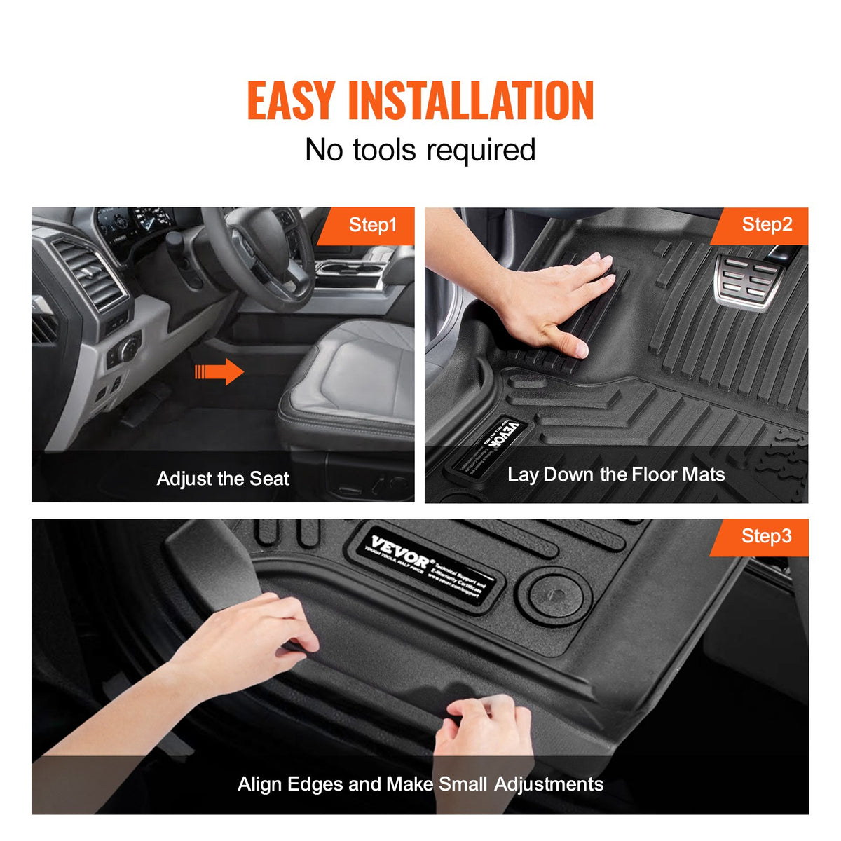 VEVOR Car Floor Mats Ford F-250 / F-350 / F-450 (2017–2022), 3 pcs, TPE