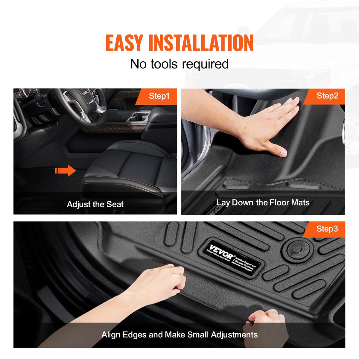 VEVOR Car Floor Mats for Chevrolet Silverado / GMC Sierra 1500, 3 pcs