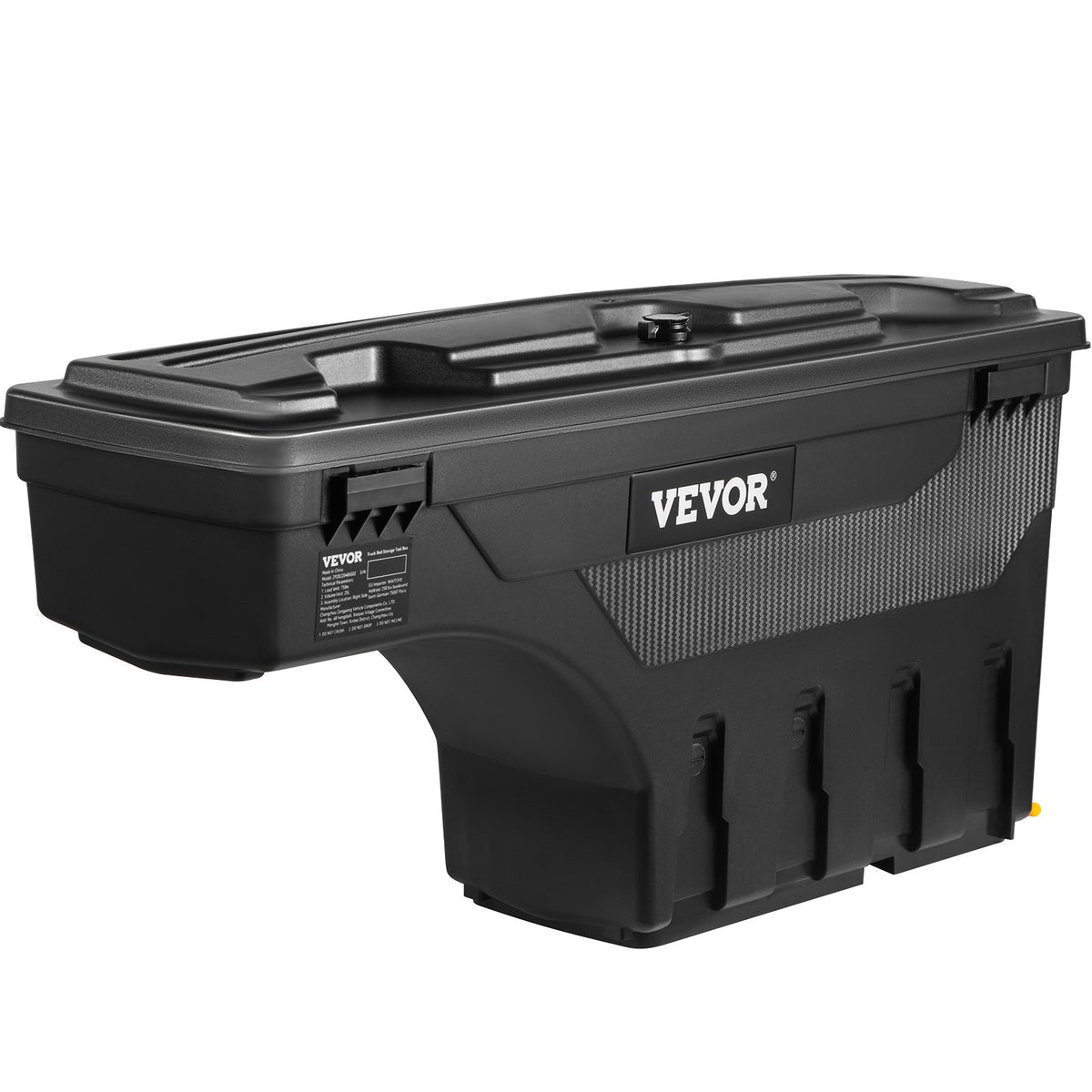 VEVOR Lockable Wheel Arch Tool Storage Box 20 l, Waterproof, for Dodge Ram 1500 (2019–2021), Right Side, Black