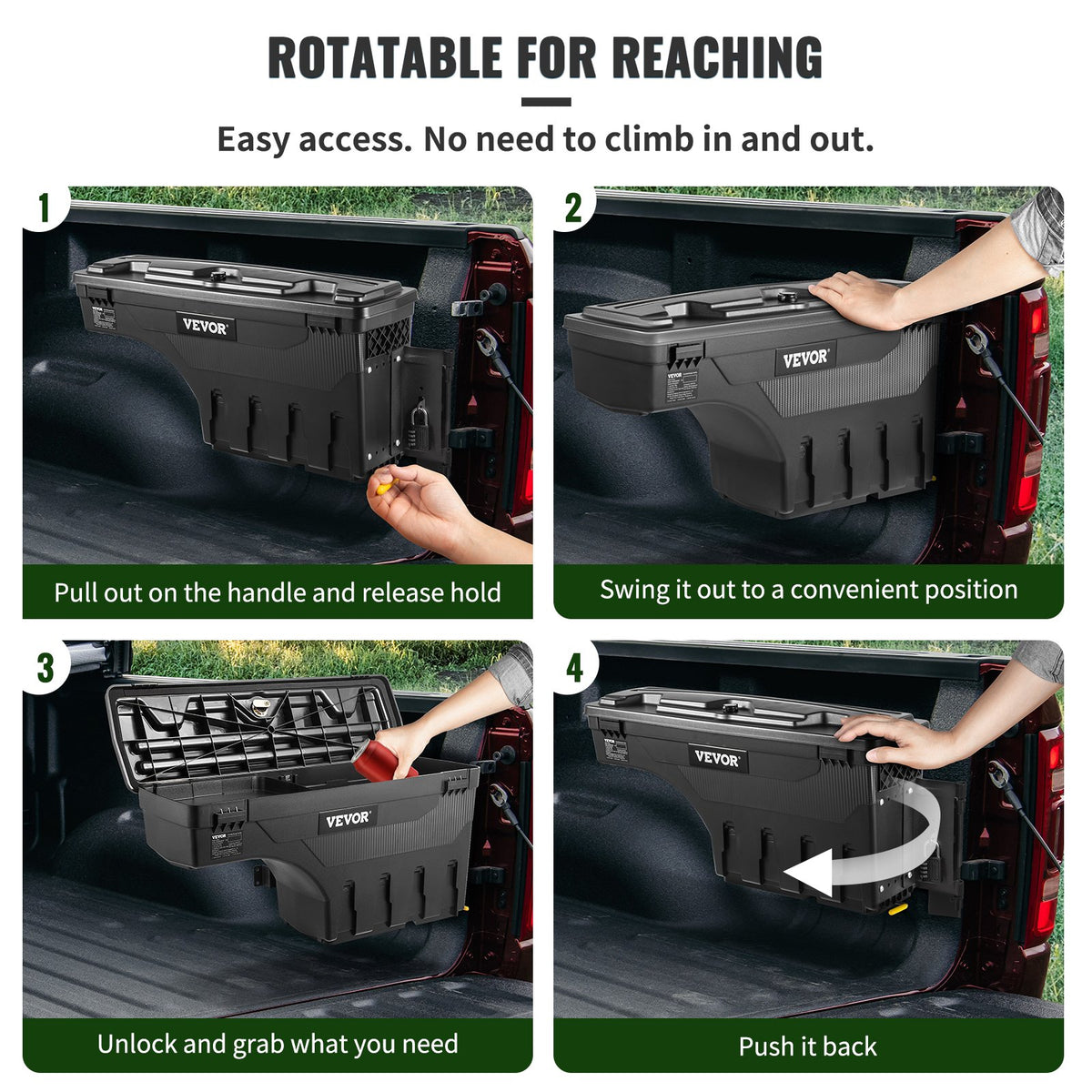 VEVOR Lockable Wheel Arch Tool Storage Box 20 l, Waterproof, for Dodge Ram 1500 (2019–2021), Right Side, Black
