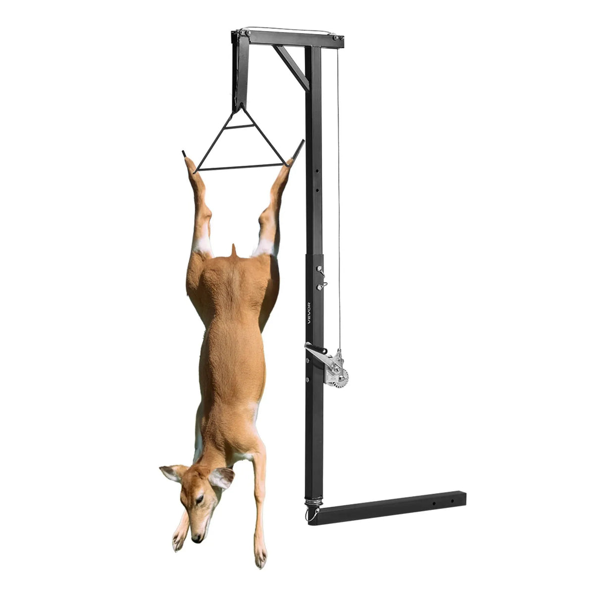 Game Hoist with Vehicle Hitch Mount, 136 kg Lifting Capacity, 360° Rotating Pole with Adjustable Height, 2 Inch Connector, Equipped with Winch and Game Gambrel for Skinning and Cleaning