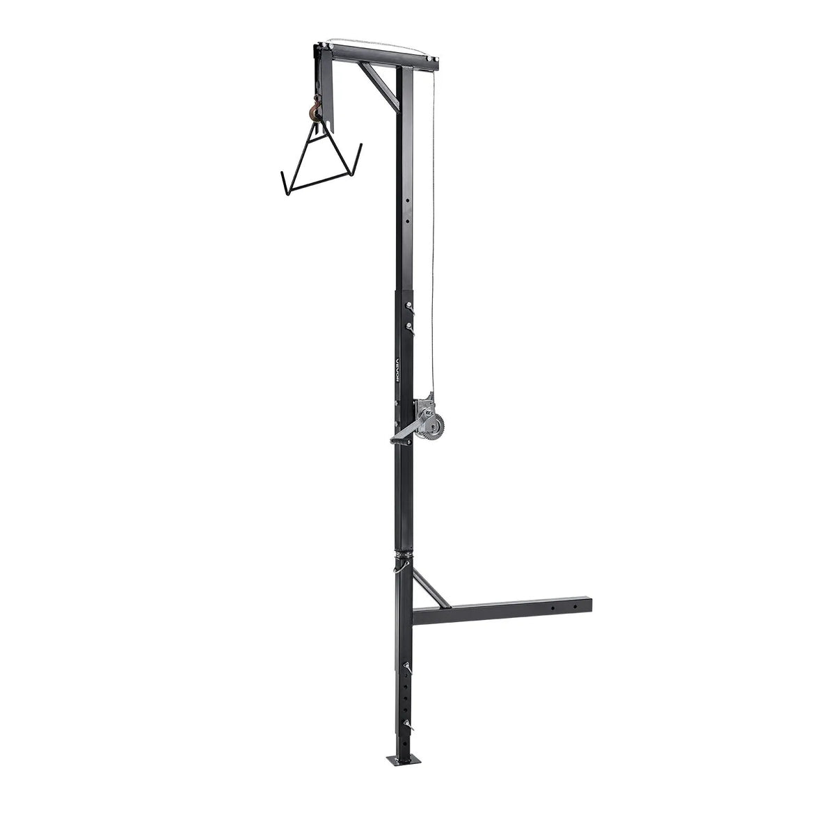Cargo Trailer Game Hoist, 227 kg Lifting Capacity, with 50.8 mm Mount, 360° Rotating Axis and Adjustable Height, Equipped with Winch and Pulley for Game Processing and Skinning