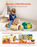 VEVOR dzinēja rotaļlieta, 60 detaļas, bērnu mehāniķa auto remonta komplekts ar noņemamām detaļām, gaismām un skaņām, stūri un taurīti, mehāniķa darbnīcas rotaļu komplekts bērniem no 3 gadu vecuma, zaļš