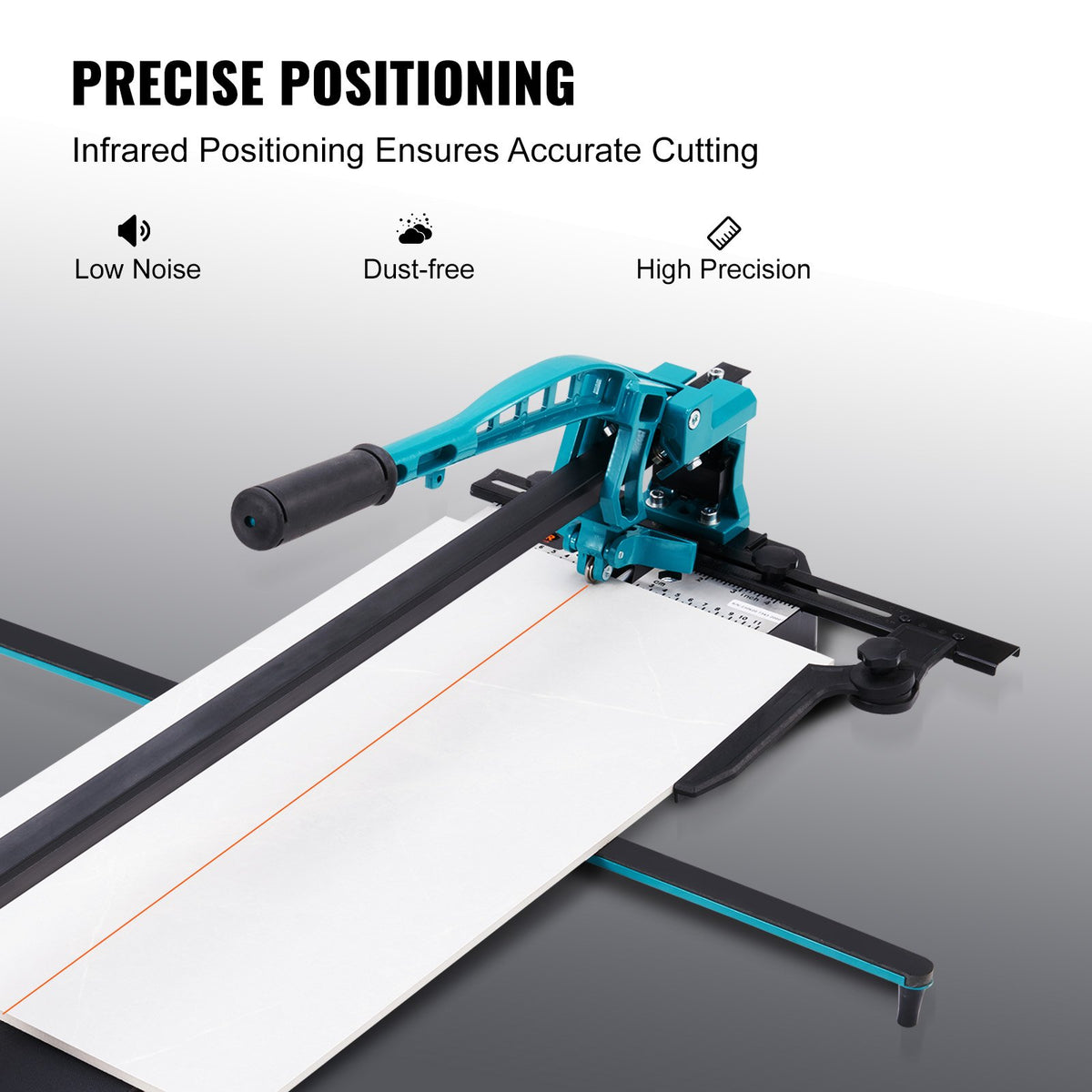 VEVOR Manual Porcelain and Ceramic Tile Cutter, 800 mm, with Tungsten Carbide Cutting Wheel, Infrared Positioning, Non-Slip Feet and Durable Rails for Professional Use