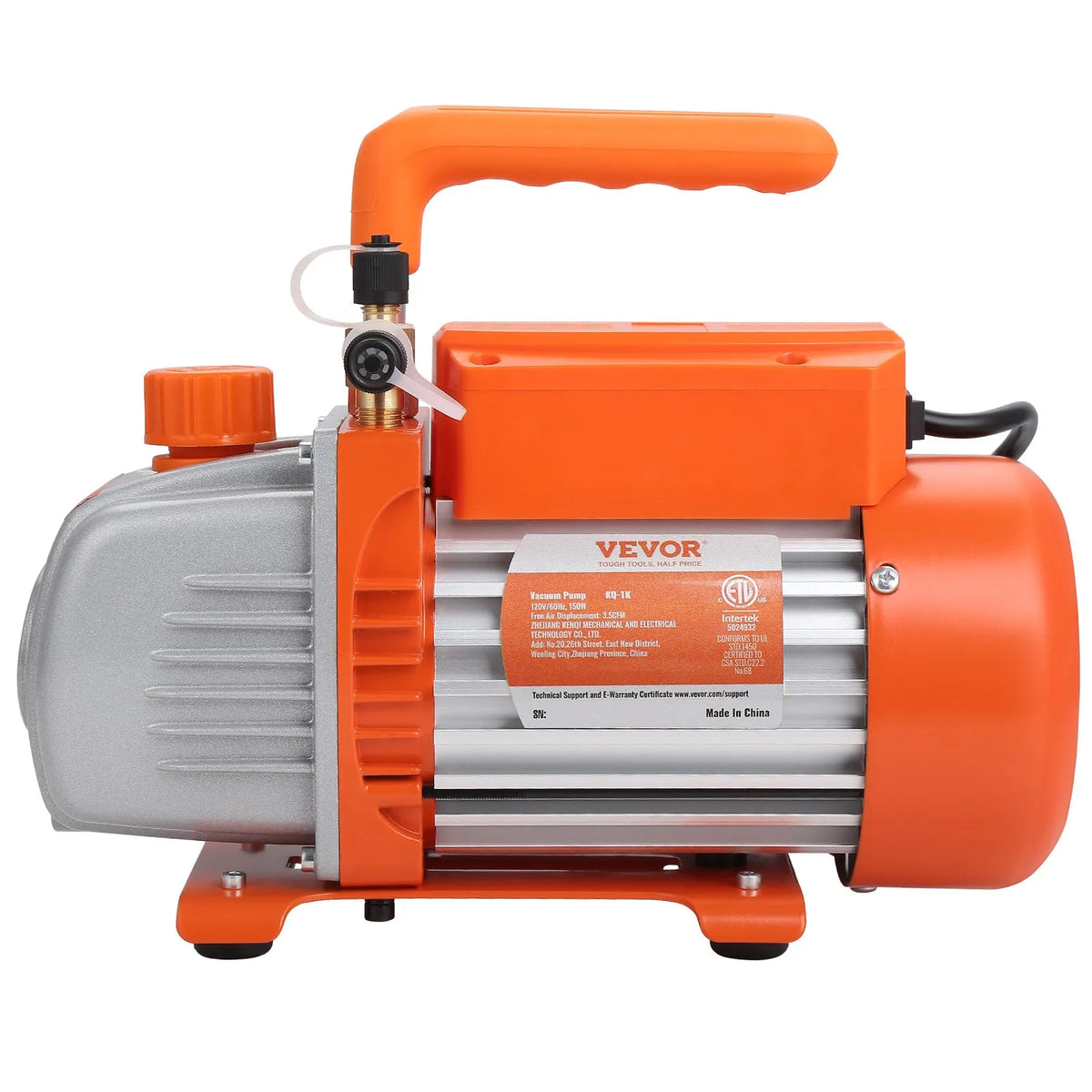 VEVOR Single-Stage HVAC Vacuum Pump with Gauge Set 99 l/min, 1/5 HP, Rotary Vane Design, with Three Colour Hoses and Carrying Bag, Suitable for R134a and R410A