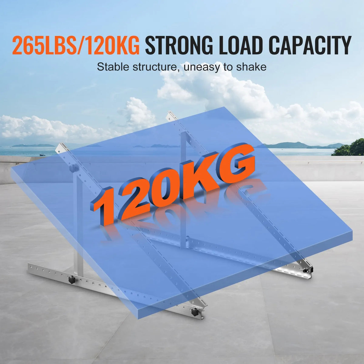 VEVOR 50 inch Solar Panel Mounting Brackets with Adjustable Tilt 0–90°, Suitable for 100–550 W Solar Panels, Lightweight Aluminium Brackets with Foldable Tilt Legs for Campers, Roofs, Boats and Off-Grid Systems