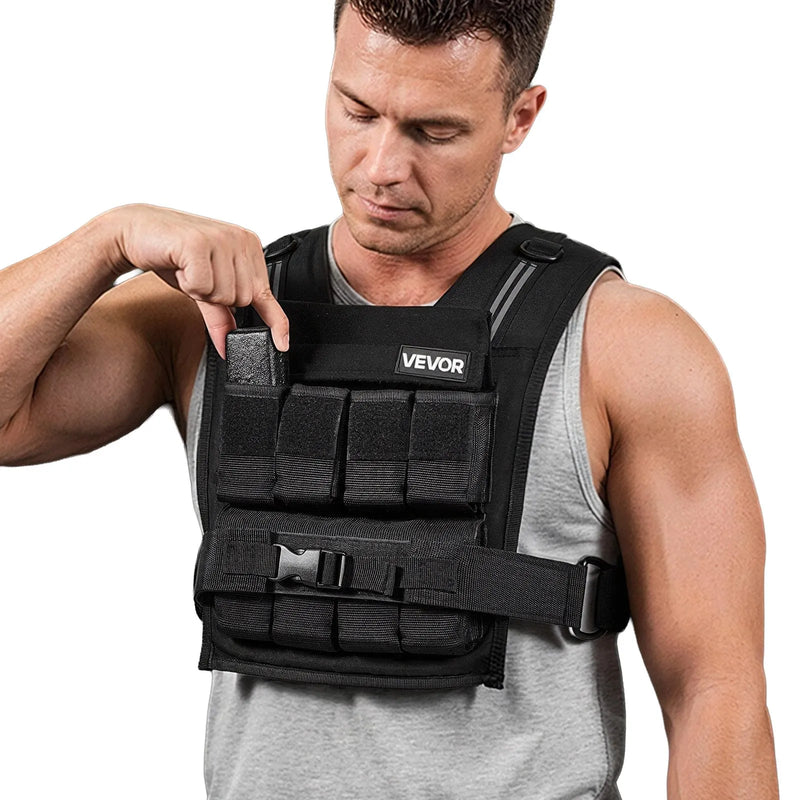 VEVOR regulējama svaru veste ar dzelzs atsvariem, plecu polsterējumu un atstarojošām joslām, treniņu veste vīriešiem un sievietēm spēka treniņiem un skriešanai