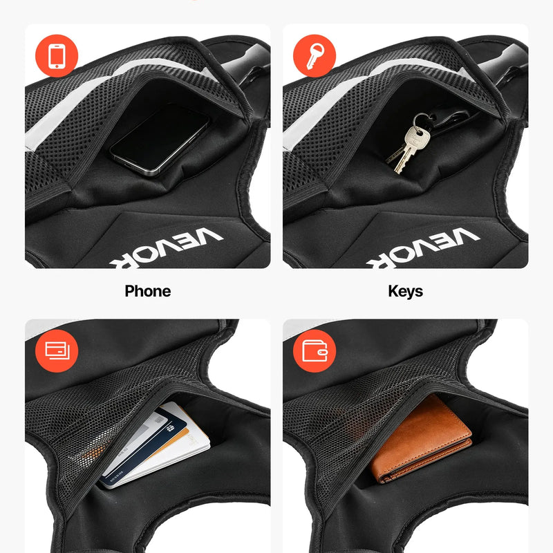VEVOR regulējama svaru veste 4,7 kg ar 6 svaru ieliktņiem, X formas dizains un atstarojošas joslas, spēka treniņiem, skriešanai un fitnesam vīriešiem un sievietēm