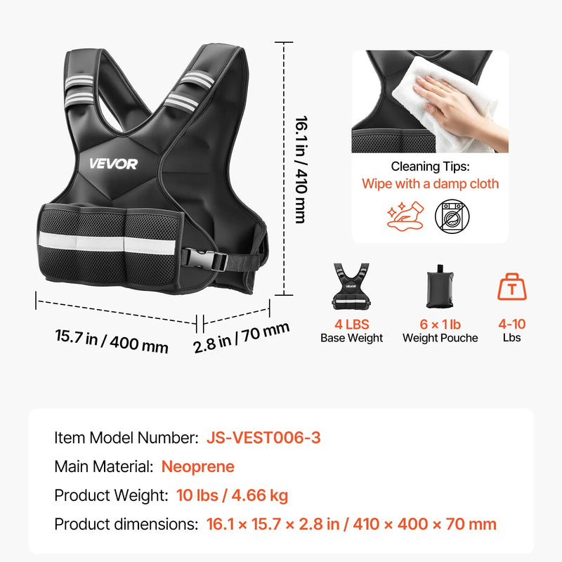 VEVOR regulējama svaru veste 4,7 kg ar 6 svaru ieliktņiem, X formas dizains un atstarojošas joslas, spēka treniņiem, skriešanai un fitnesam vīriešiem un sievietēm