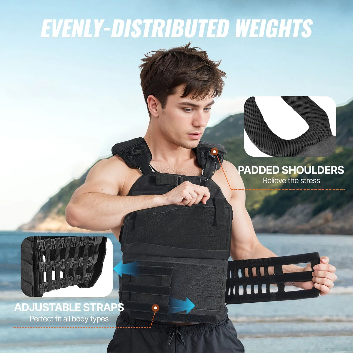 VEVOR regulējama svaru veste 18 kg treniņiem un skriešanai