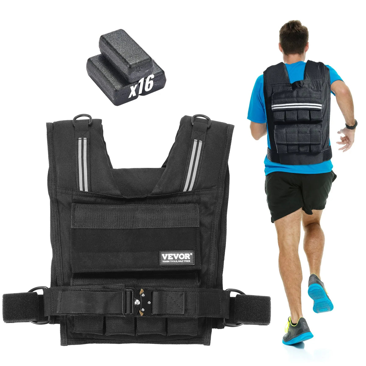 VEVOR regulējama svaru veste 16 kg spēka treniņiem un skriešanai