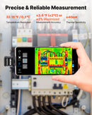 VEVOR termokamera Android ierīcēm, 512 × 384 TISR super izšķirtspēja, 25 Hz atsvaidzes ātrums, 256 × 192 IR izšķirtspēja, temperatūras diapazons - 20 °C līdz 550 °C, 15 krāsu paletes - ZEMLETES.LV