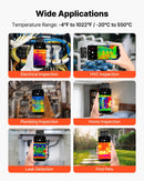 VEVOR termokamera Android un iOS ierīcēm ar makro objektīvu, 512 × 384 super izšķirtspēja, 25 Hz atsvaidzes ātrums, 256 × 192 IR izšķirtspēja, temperatūras diapazons - 20 °C līdz 550 °C - ZEMLETES.LV
