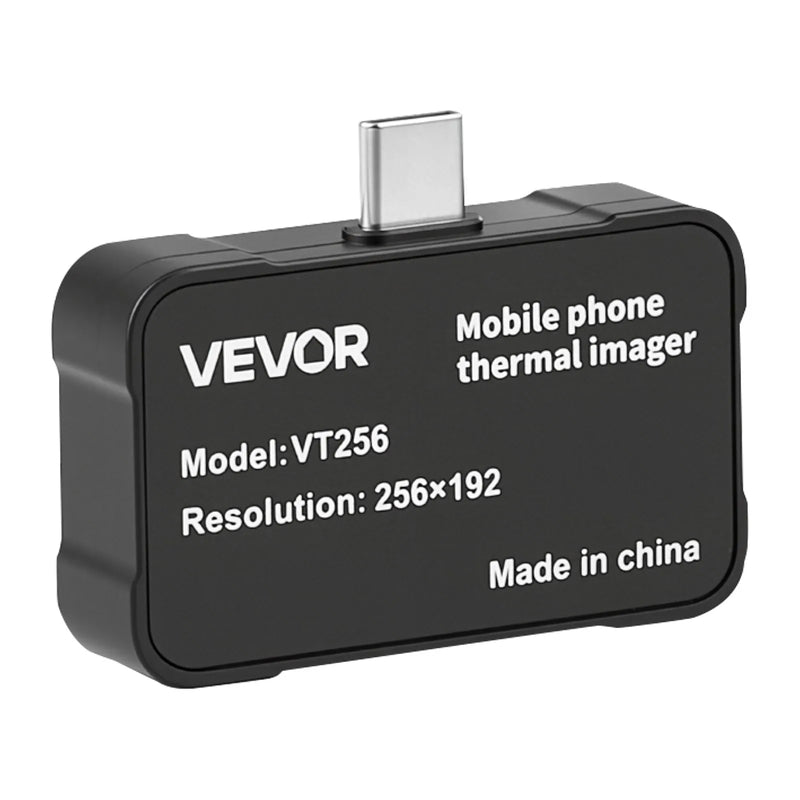 VEVOR termokamera Android un iOS ierīcēm ar makro objektīvu, 512 × 384 super izšķirtspēja, 25 Hz atsvaidzes ātrums, 256 × 192 IR izšķirtspēja, temperatūras diapazons - 20 °C līdz 550 °C - ZEMLETES.LV