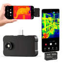 VEVOR termokamera Android un iOS ierīcēm ar 512 × 384 superrezolūciju, 25 Hz atsvaidzes ātrums, 256 × 192 IR izšķirtspēja, temperatūras diapazons no -20 °C līdz +550 °C, 6 krāsu paletes