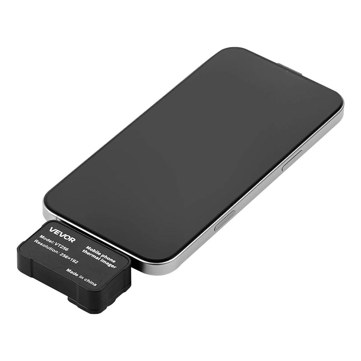 VEVOR termokamera Android un iOS ierīcēm ar 512 × 384 superrezolūciju, 25 Hz atsvaidzes ātrums, 256 × 192 IR izšķirtspēja, temperatūras diapazons no - 20 °C līdz +550 °C, 6 krāsu paletes - ZEMLETES.LV