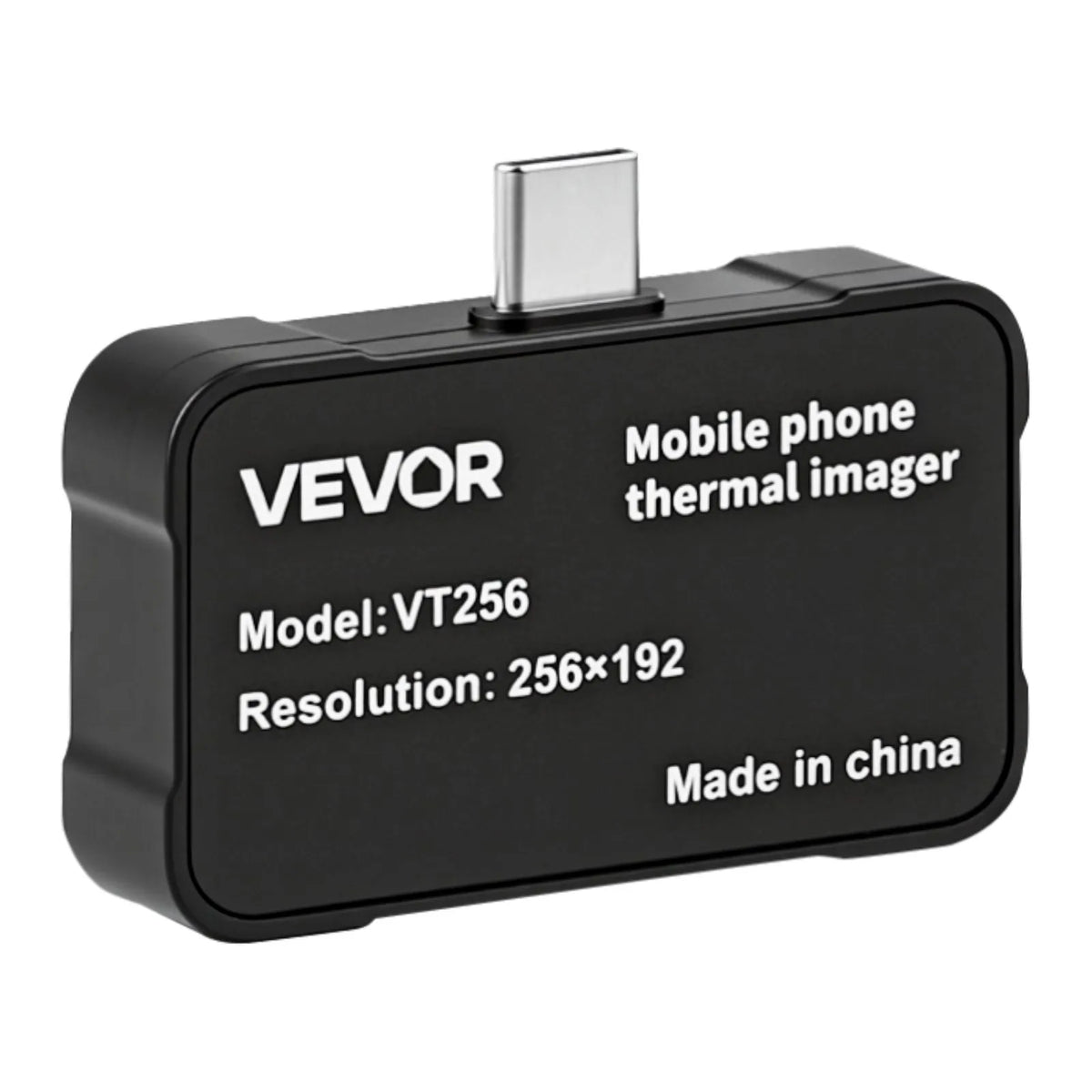VEVOR termokamera Android un iOS ierīcēm ar 512 × 384 superrezolūciju, 25 Hz atsvaidzes ātrums, 256 × 192 IR izšķirtspēja, temperatūras diapazons no - 20 °C līdz +550 °C, 6 krāsu paletes - ZEMLETES.LV