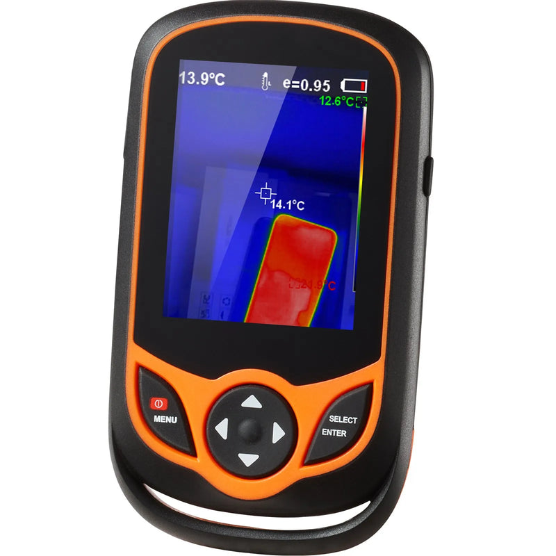 VEVOR termokamera, 256 × 192 IR izšķirtspēja, kabatas izmēra infrasarkanais attēlveidotājs ar WiFi, 25 Hz atsvaidzes intensitāte, 3,2" skārienekrāns, 0,3 MP vizuālā kamera, temperatūras diapazons –20 °C līdz 550 °C, IP54