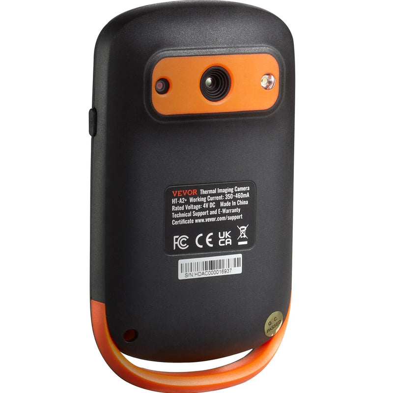 VEVOR termokamera, 256 × 192 IR izšķirtspēja, kabatas izmēra infrasarkanais attēlveidotājs ar WiFi, 25 Hz atsvaidzes intensitāte, 3,2" skārienekrāns, 0,3 MP vizuālā kamera, temperatūras diapazons –20 °C līdz 550 °C, IP54